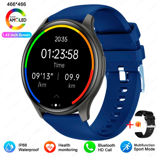 2024 New For Xiaomi Huawei 1.43 inches Bluetooth Call Smartwatch Women Men AMOLED 466*466 HD Pixel Display Smartwatches Ladies