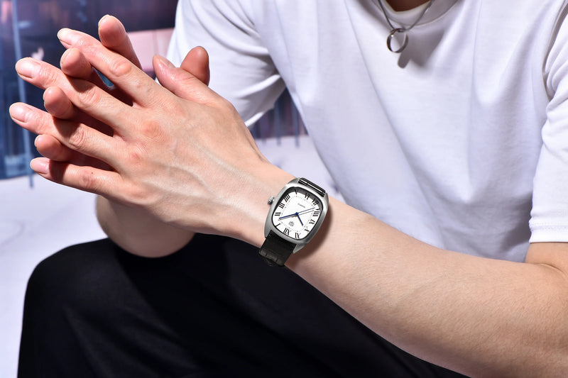 Rolls Timi New Brand Square Dial Quartz Men's watches 50M Waterproof Business Genuine Leather Man watch Japan VH31 Luxury Watch