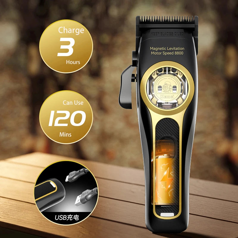 Cortadora de pelo profesional Kemei KM-2373 Baber con base de carga para hombres, cortadora de pelo eléctrica, regalo para hombres.