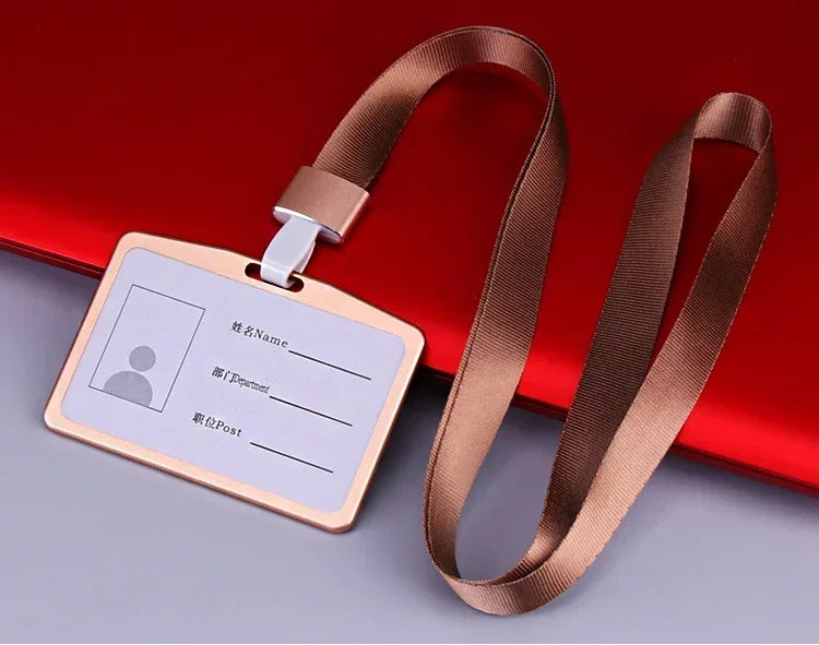 Women Men Bank Credit Card ID Holder Aluminium Alloy Business Card Case Work Card Badge Lanyard Holder Protector Cover