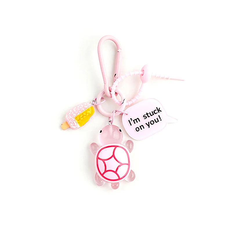 Creative Candy Color Flower Heart Pendant Keychain Cute Small Flower Key Ring Bag Pendant Accessories Luminous Turtle Pendant