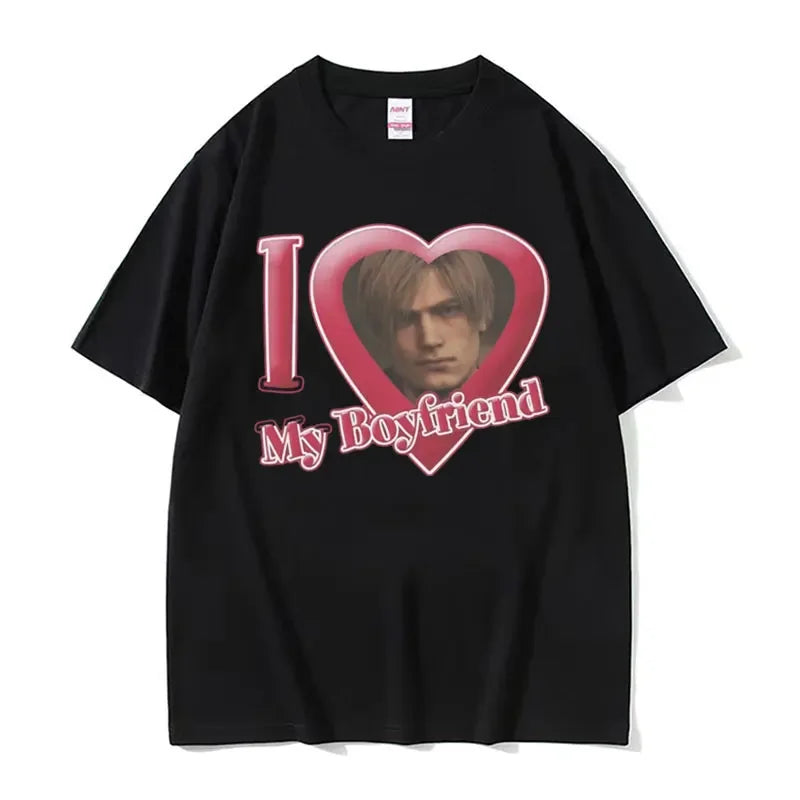 I Love My Boyfriend Leon S Kennedy Graphic T-shirt Women's Harajuku Cool Fashion T-shirt Women's Extra Large T-shirt