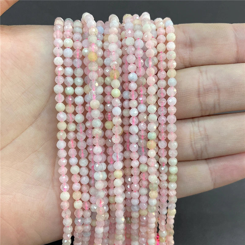 Purple Gem Beads Small Round Faceted Crystal Stone Beads Amethysts Crystal Mica Loose Beads For Jewelry Making DIY Necklace 15"