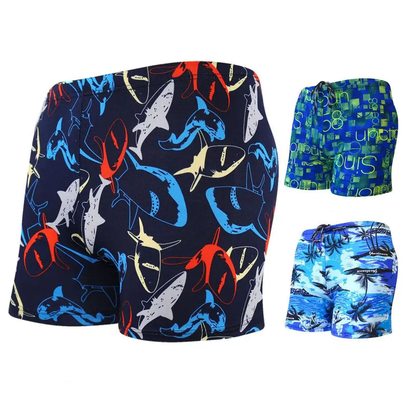 Terrific Swimming Trunks Eye-catching High Elasticity Quick Dry Sharp Printing Swimming Shorts