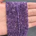 Purple Gem Beads Small Round Faceted Crystal Stone Beads Amethysts Crystal Mica Loose Beads For Jewelry Making DIY Necklace 15"