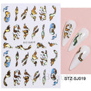 Shiny Maple Geometry Autumn Nail Art Stickers Laser Sector Fall Leaves Decals Cute Squirrel Slider Manicure Decorations CHCJ-076
