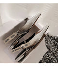 2025 New Fashionable Pointed-toe Buckle Solid Color High-heeled Sandals for Women in Autumn Luxury Shoes