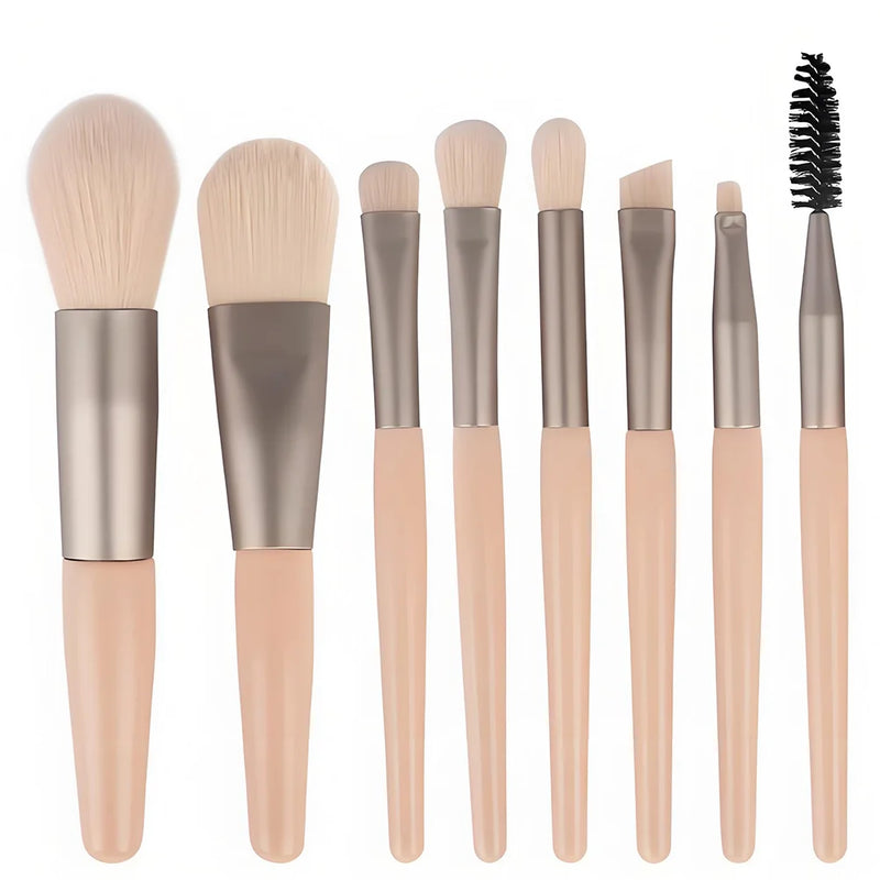 Mini 8-piece portable makeup brush set - soft hair, travel friendly, concealer, powder, eye cosmetics tools, compact design, eas
