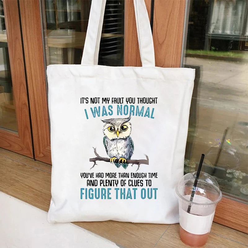 Animal Joke Graphic Tote Bag Ladies Shopping Bag Cat Aesthetic Reusable Canvas Shoulder Bag Stylish Student Shoulder Handbag