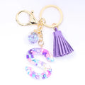 Women ew Crystal Epoxy Tassel Keychain Pendant Girl Heart English Capital Letter Stone Key K5158