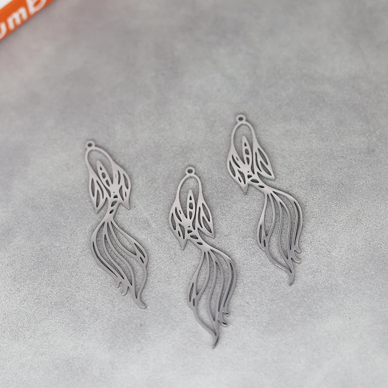 Cute Cat Moon Bear Deer DIY Tassels Earrings Stainless Steel Pendant For Jewelry Making Insect Charms Snake Necklace Accessory