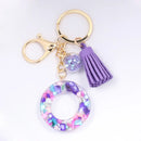 Women ew Crystal Epoxy Tassel Keychain Pendant Girl Heart English Capital Letter Stone Key K5158