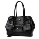 Meet You Luxury Design Large Capacity Black Pu Leather Tote Bag Ladies Multi-pocket  Shoulder Bag Office Lady Commuter Handbag