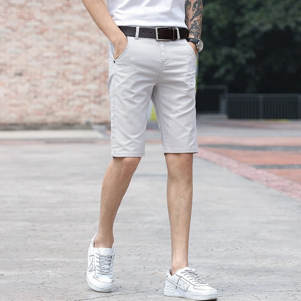 4 Colors Classic Style Men's Slim Shorts 2024 Summer New Business Fashion Thin Stretch Short Casual Pants Male black Khaki Gray