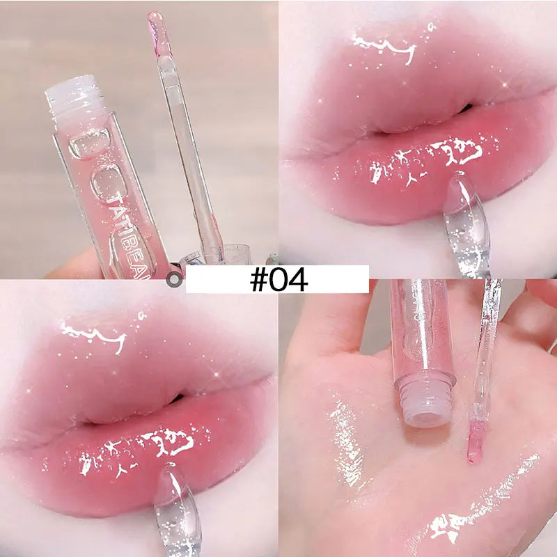 Brillo labial hidratante, brillo labial impermeable, brillo labial líquido, brillo labial transparente, maquillaje coreano para mujeres.