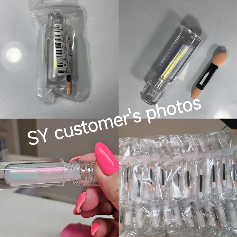 6 Color Small Tube Quick Dty Liquid Chrome Powder Aurora White Pigment With Brush Glossy Rub Professional Salon Nail Glitter Set