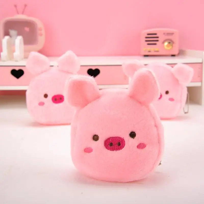 Cartoon Plush Animal Shape Mini Wallet Cute Pig Cat Sheep Wallets Creative Lovely Rabbit Plush Coin Purse Women Bag Accessories