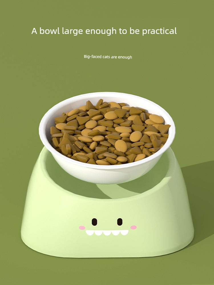Drinking Water Integrated Oblique Mouth Neck Protection Automatic Anti-Tumble Cat Bowl
