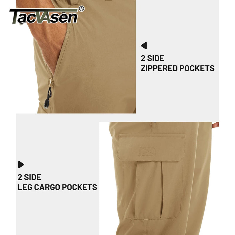 TACVASEN Men's Quick Dry 3/4 Capri Pants Casual Summer Lightweight Hiking Shorts Outdoor Fishing Multiple Pockets Cargo Pants