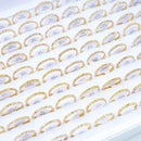 10Pcs/Lot Fashion Classic Rhinestone Stainless Steel Rings For Women Simple Shiny Colorful Finger Jewelry Wedding Party Gifts