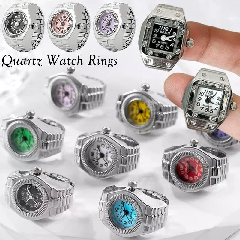 2024 Luxury Vintage Punk Quartz Watch Ring Couple Women Men Hip Hop Cool Elastic Stretchy Watch Finger Rings Jewelry Gifts
