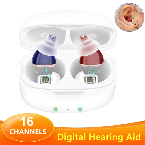 Hearing Aid Invisble Hearing Aids for Deafness Elderly Digital Rechargeable with Noise Cancelling Sound Amplifier audifonos