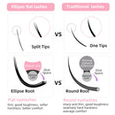 Yelix Flat Ellipse Eyelashes Split Tips Lashes 0.15mm 0.20mm Black Color False Eyelashes Super Soft Natural Eyelash Extension