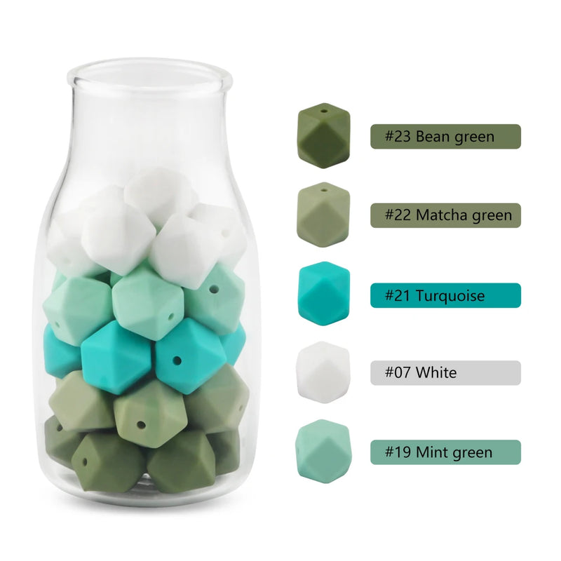 Kovict 14/17mm 10pcs Hexagon Silicone Beads For Jewelry Making Silicone Bead To Make Bracelets Necklace Making Accessories