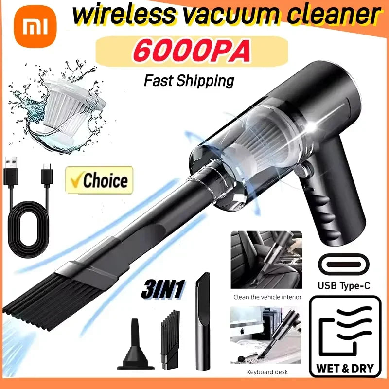 Xiaomi Wireless Car Vacuum Cleaner 6000pa Portable  Car Home Powerful Blower Strong Suction Handheld Vacuum Cleaner 2025