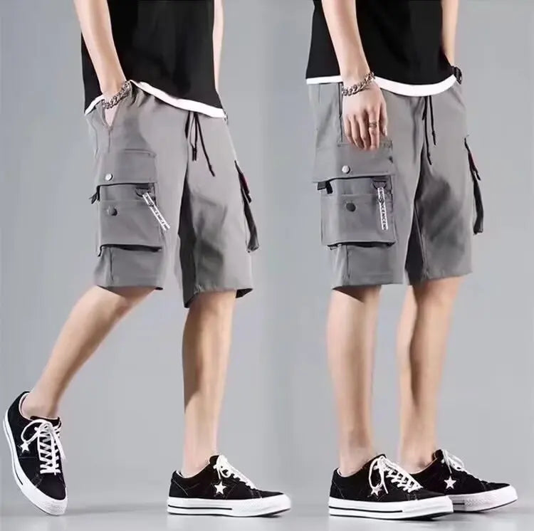 Pantalones cortos cargo de verano para hombre, holgados, de cinco puntos, con múltiples bolsillos, deportivos funcionales