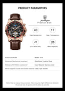 POEDAGAR Tourbillon Automatic Mechanical Wristwatch Waterproof Luminous Date Week Leather Men Watch Luxury Fashion Men's Watches