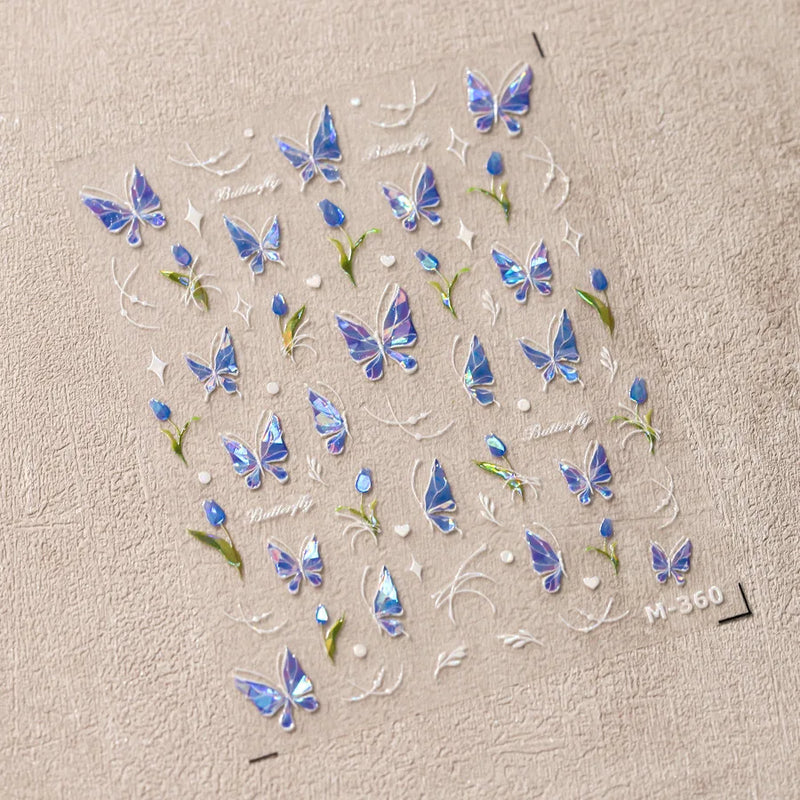 1 pc 5D Embroidery Bee Nail Art Sticker Embossed Butterfly Insect Nail Sticker High Quality Nail Art Design Decoration Sticker