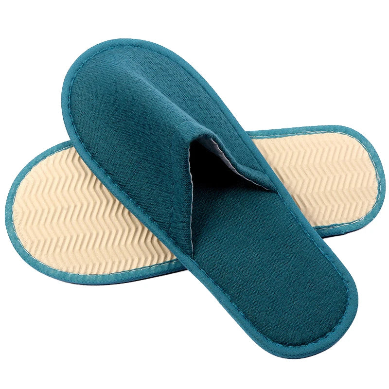 1Pair Disposable Slippers Flip Flop Shoes Guest Slippers Soild Color Non-slip Four Seasons Home Hotel Slippers Closed Toe Shoes
