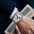 MINI FOCUS 0601 Multifunctional Unique design Quartz Watch for Men Calendar Luminous Stainless Steel Strap Bull Head Mens Watch