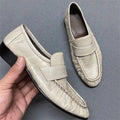 New French Retro Flat Heel Eel Leather Pure Hand Sewn Genuine Leather Sole Women's Lefu Shoes One Step Comfort Casual Single Sho