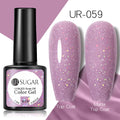 UR SUGAR - Esmalte de uñas en gel semipermanente rosa nude con purpurina, color sólido, 7,5 ml, para manicura semipermanente UV LED