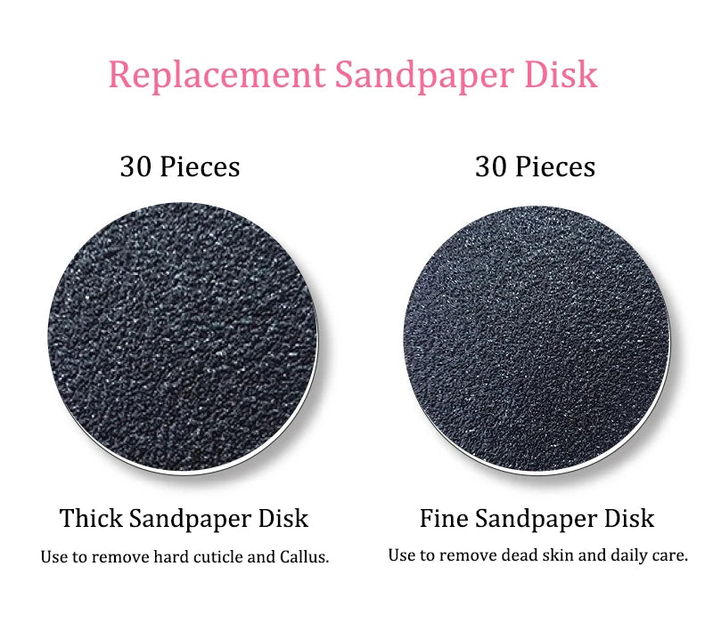 Herramientas eléctricas para pedicura, lima para pies, removedor de callos y piel muerta, máquina para limpiar y cuidar los pies, papel de lija de repuesto.