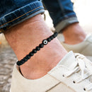 IngeSight.Z Minimalism Black Acrylic Volcanic Stone Beads Anklet for Men Elastic Beaded Male Sports Anklet Chain Beach Jewelry