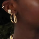 Moon Charm Shaped Chain Bracelet Necklace Gold Color Pave CZ Shiny Polished Fashion European Women Girl Jewelry Set