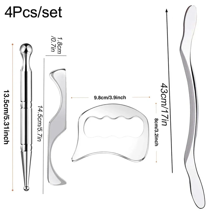 1/2/4/5/7pcs Stainless Steel Gua Sha Scraping Massage Tool IASTM Tools Help Relieve Sore Muscles,Soft Tissue Mobilization Tool