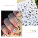Laser Silver 3D Kawaii Cute Cat Nail Stickers Holographic Cartoon Puppy Dog Graffiti Design Sliders Decals Manicure Decoration