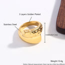 New Irregular Stainless Steel Chunky Dome Ring for Women Men Statement Croissant Ring Wide Double Layer Rings Party Jewelry Gift