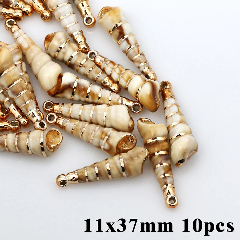 5-20pcsAcrylic Gold Plated Color Conch Sea Shell Charms Pendants Beads Jewelry Making Accessories DIY Handmade Necklace Bracelet