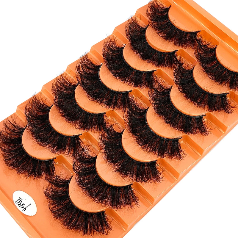 New 7 Pairs 20-25mm 8D fake Lashes Bulk Faux with Custom Wispy Natural Mink Eyelash Wholesales makeup Fluffy False Eyelashes