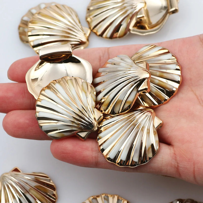 5-20pcsAcrylic Gold Plated Color Conch Sea Shell Charms Pendants Beads Jewelry Making Accessories DIY Handmade Necklace Bracelet