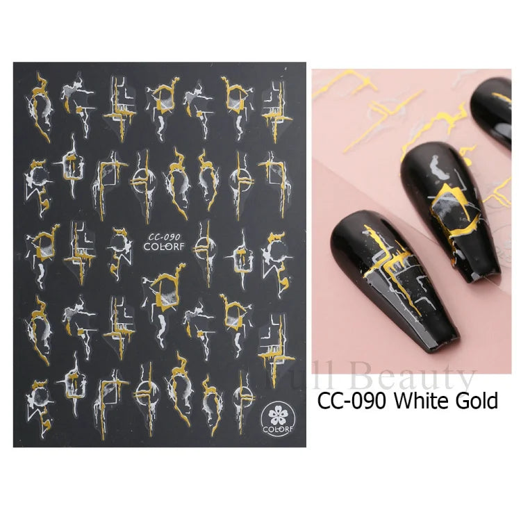 Shiny Maple Geometry Autumn Nail Art Stickers Laser Sector Fall Leaves Decals Cute Squirrel Slider Manicure Decorations CHCJ-076