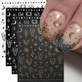 4Sheets Moon Star Heart Sun Mysterious Celestial Design Nail Art Stickers Self Adhesive Manicure Sliders For Nail Art Decoration