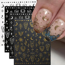 4Sheets Moon Star Heart Sun Mysterious Celestial Design Nail Art Stickers Self Adhesive Manicure Sliders For Nail Art Decoration