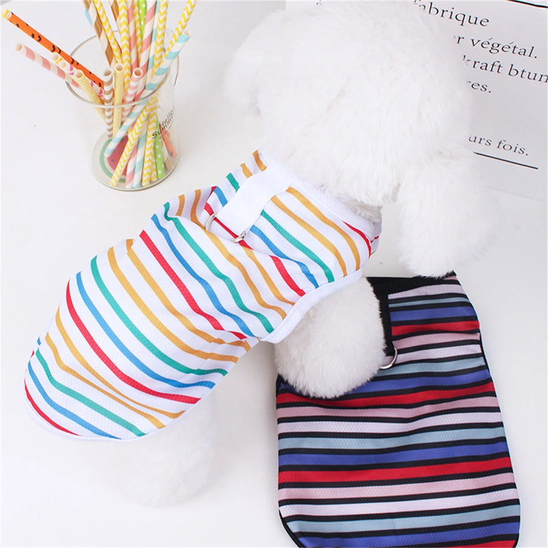 Striped Puppy Sleeveless Vest Spring Summer Pet Clothes for Small and medium Dogs Pomeranian Pullovers Kitten Towable T-shirts