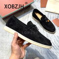 2025 Loafers Summer Walk Shoes Moccasines Suede Women Spring Autumn Fashion CausaleLeather Metal Pendant Flat Lazy SlipOn Shoes